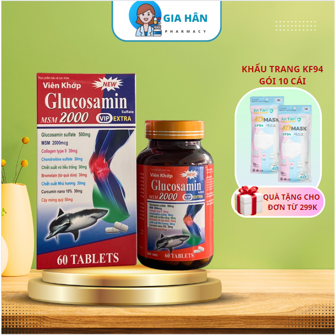 Glucosamin MSM 2000 Joint Tablets Relieve Osteoarthritis Pain (Vial 60