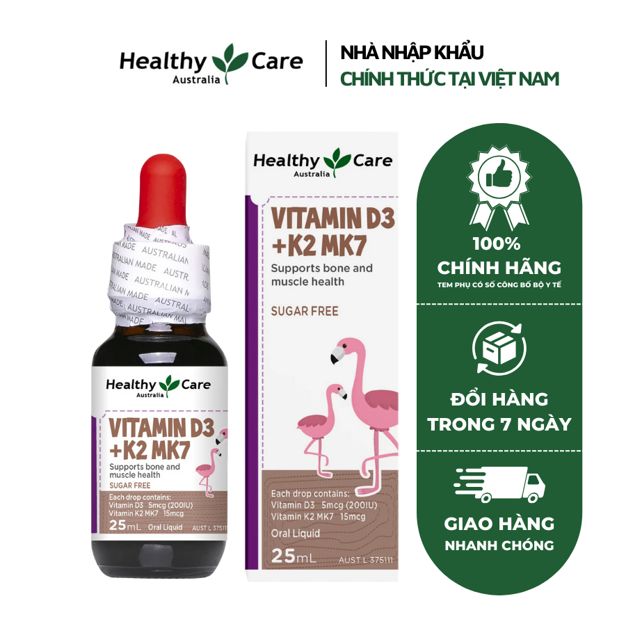 Vitamin D3 K2 MK7 Healthy Care boosts immunity, Box Of 25ml Shopee