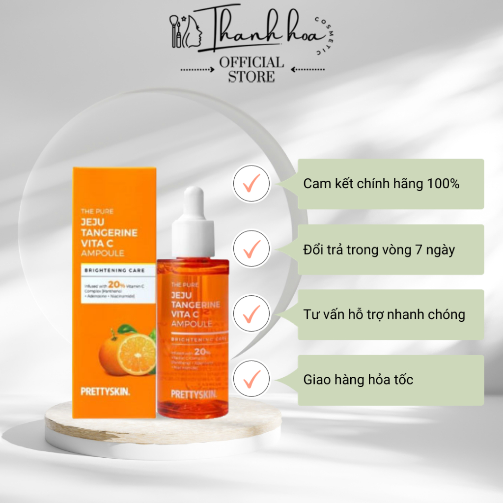 The Pure Jeju Tangerine Vita C Ampoule Prettyskin serum Brightens The