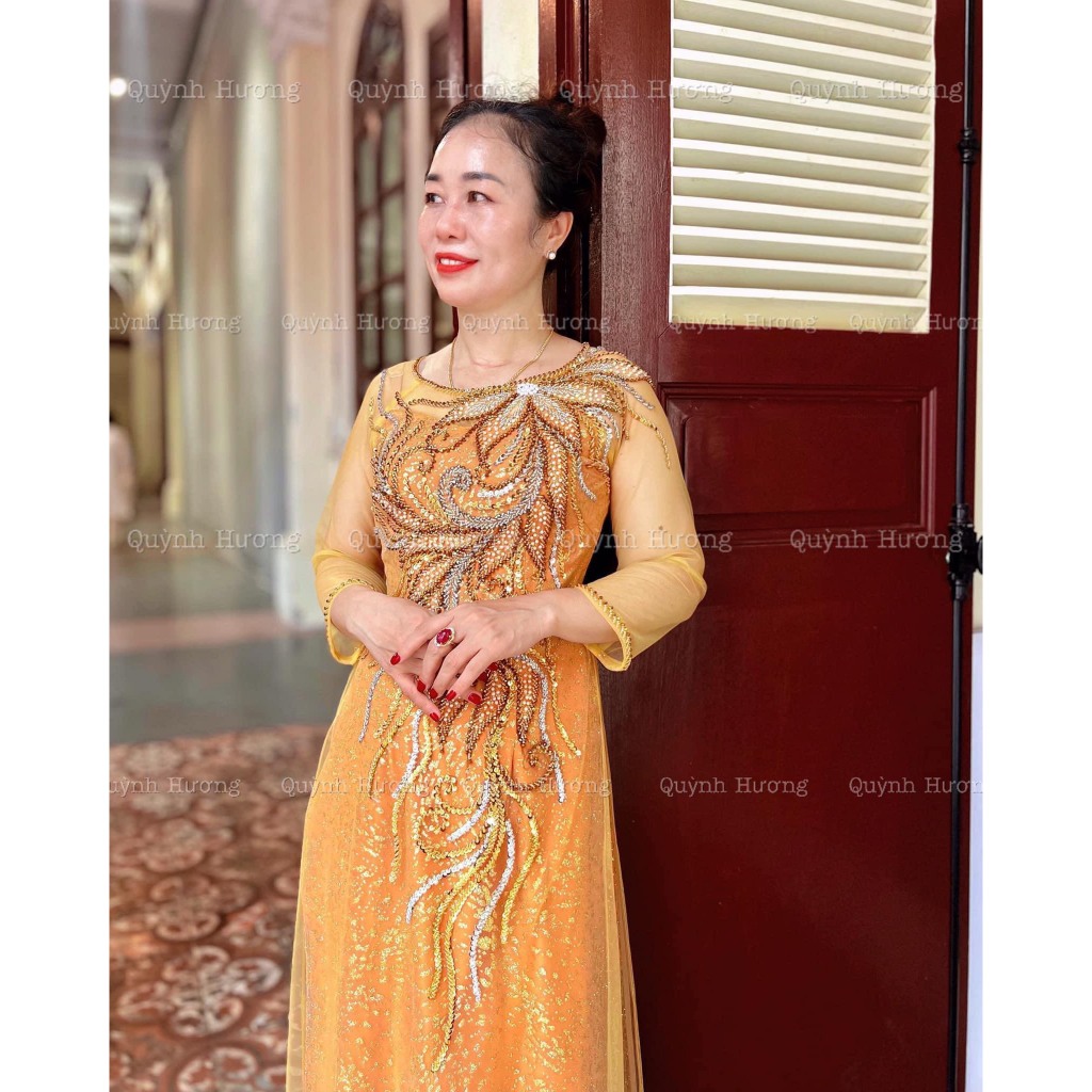 SA Ba sui Ao Dai - Ao Dai with 6 flaps of handcrafted stones for ...