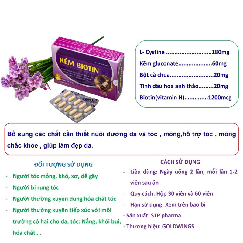 Biotin Zinc Hair Growth Oral Capsule, Reduces Breakage 30 Tablets