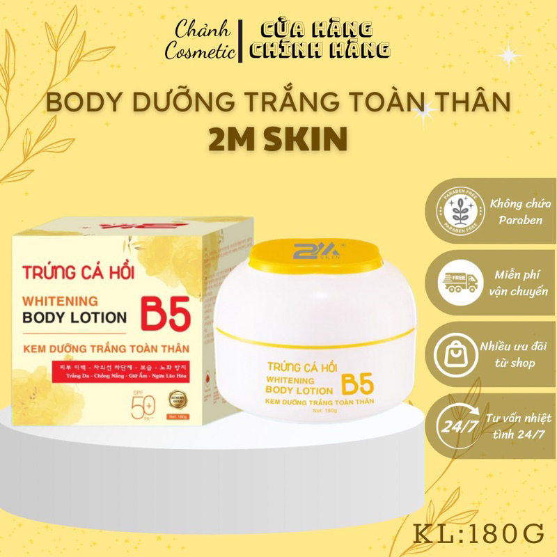 Body Whitening Cream 2M Skin Salmon Egg Extract, Collagen, Vitamin B5