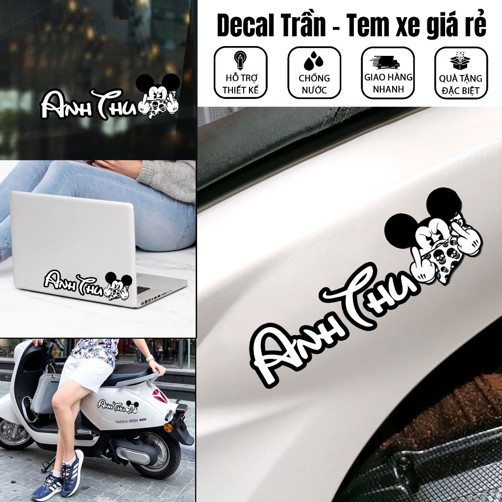 Decal Signature Mickey Mouse Car Stickers Quality, Print Car Sticker