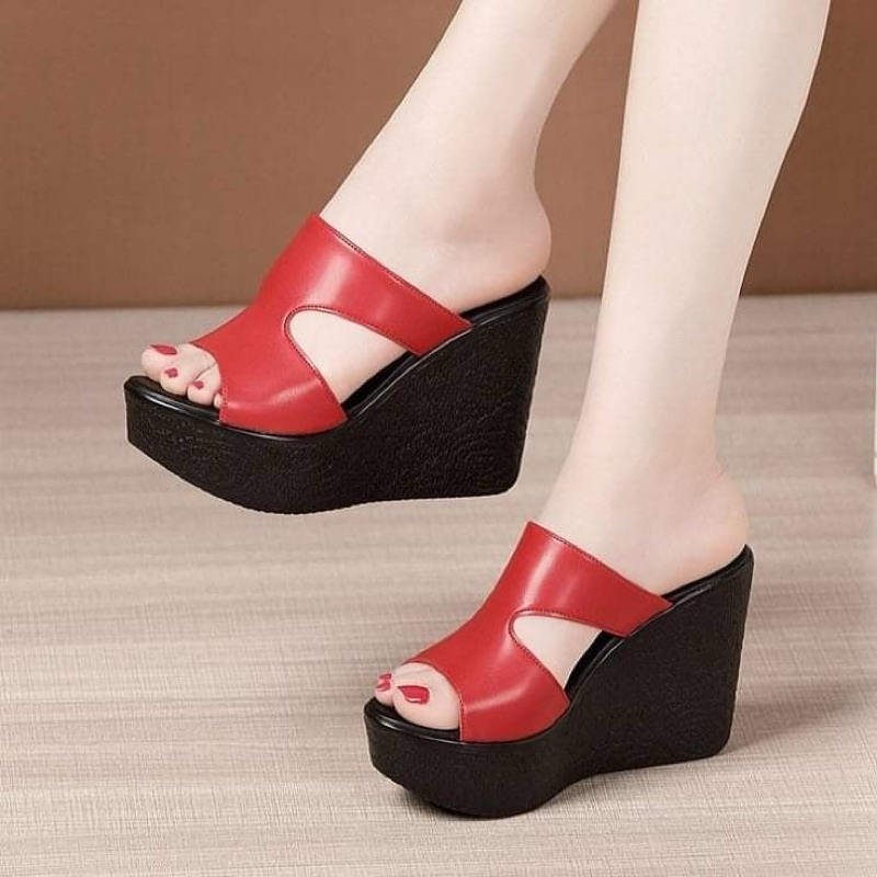 Wedge Sandals With Hollow Out Strap 11Cm Tall Shopee Malaysia