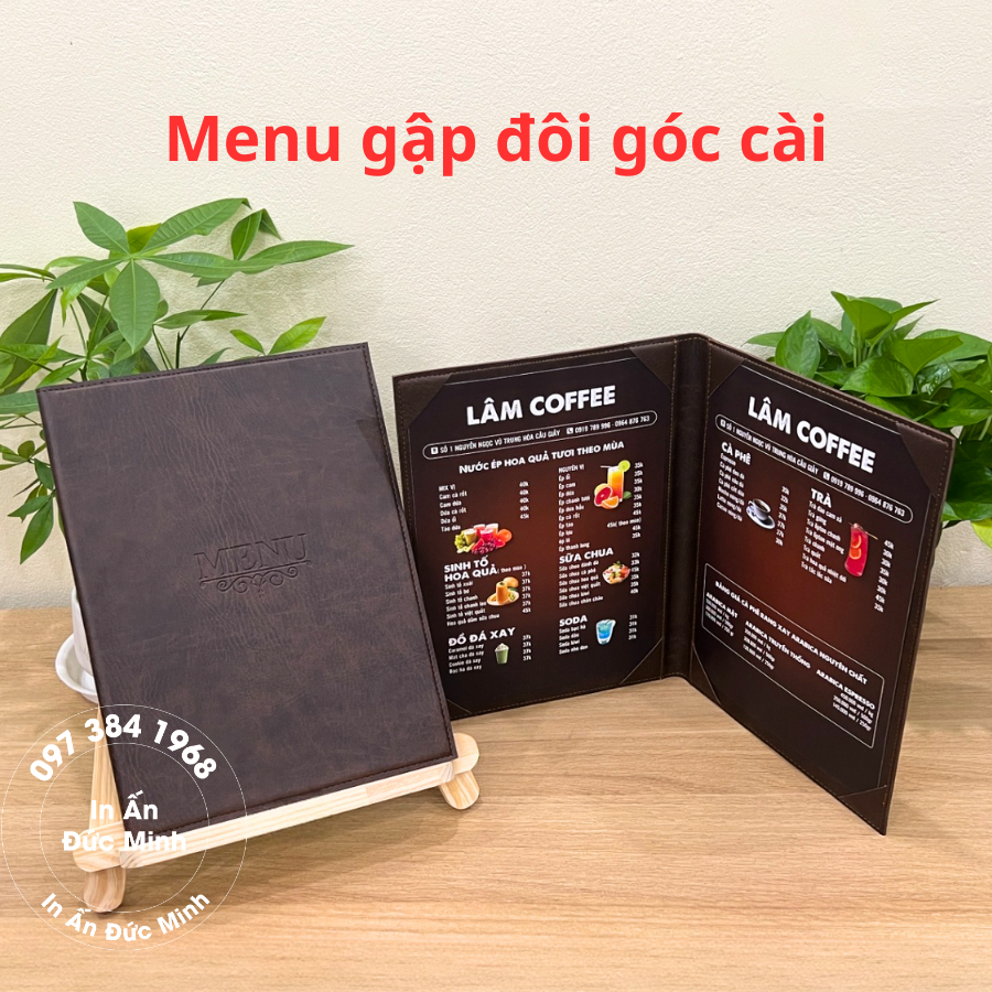 Menu book with double leather cover, high-quality leather menu with ...