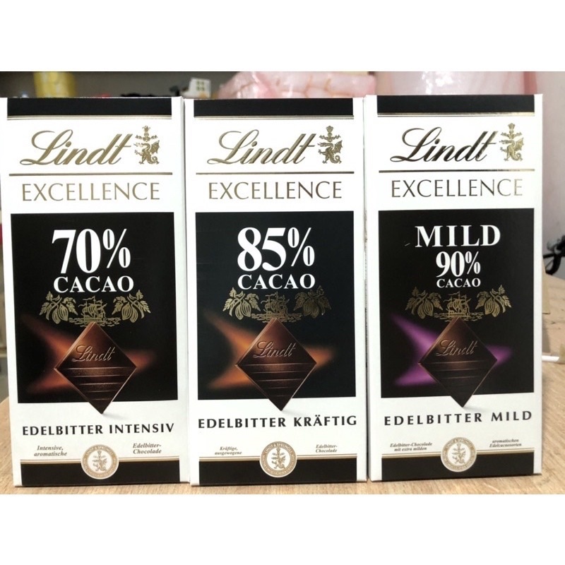 Chocolate Lindt Excellence Dark 70%, 85%, 90% Cocoa (100g) | Shopee ...