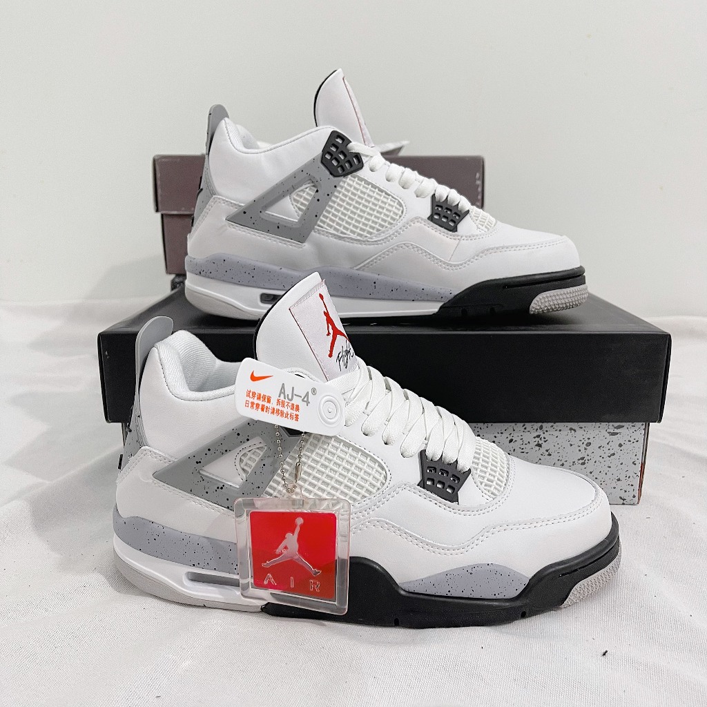 [AIO Shoes Factory] Air Jordan 4 Retro White Cement Sneakers ...