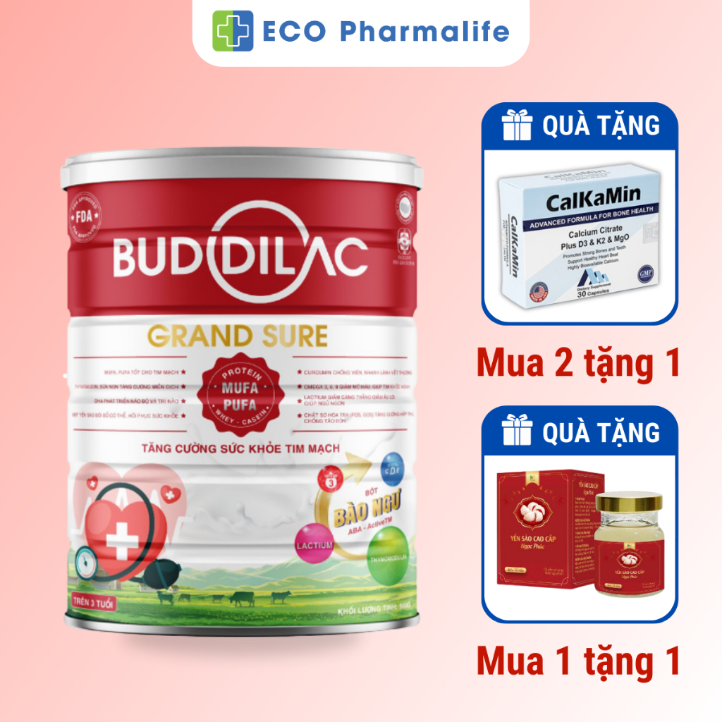 Buddilac Grand Sure Powdered Milk Box 900g Good Nutrition For Heart, Healthy Resistance