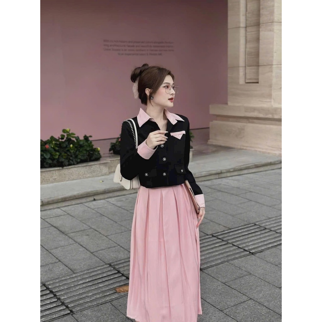 Luxury office Set with color-coordinated short vest and long skirt for ...