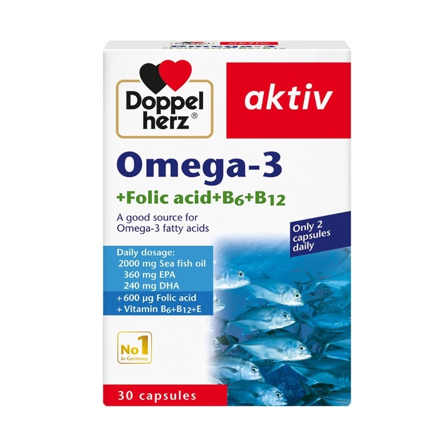 Doppelherz Omega3 + Folic Acid + B6 + B12 Fish Oil Enhances Heart And