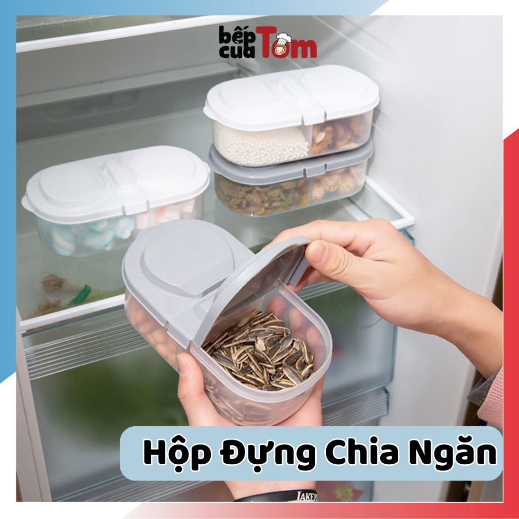 Multi-purpose 2-compartment plastic food storage box, transparent food ...