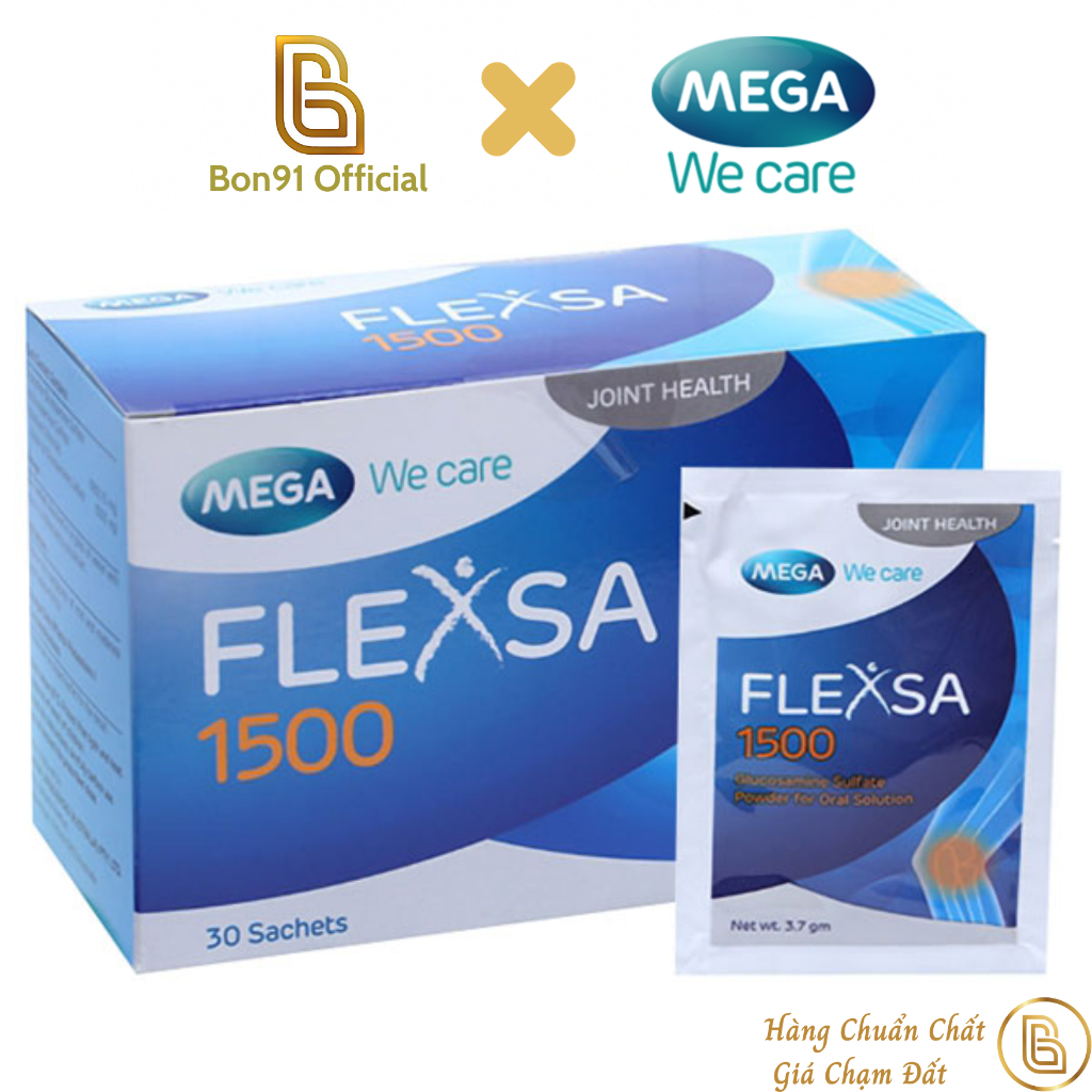 Flexsa 1500 Mega We Care Powder supplemented with Glucosamine 30 packs ...