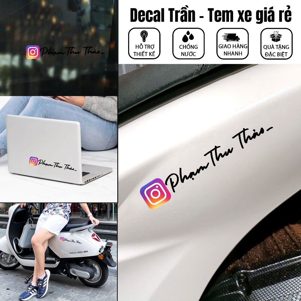 Car Sticker instagram logo Signature, Signature Stamp On Request, decal