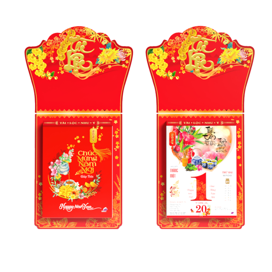 Calendar Bloc, Wall Calendar, Calendar CNY 2024, Tai Loc Nhu Y (SV04