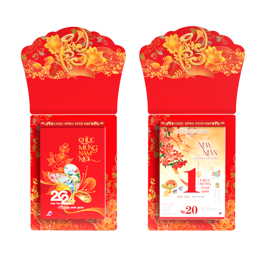 Calendar Bloc, Wall Calendar, Calendar CNY 2024, beautiful fresh life