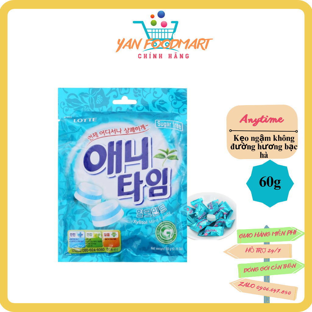 Lotte Anytime Xylitol Mint Candy Mint (60g Pack) Shopee Malaysia