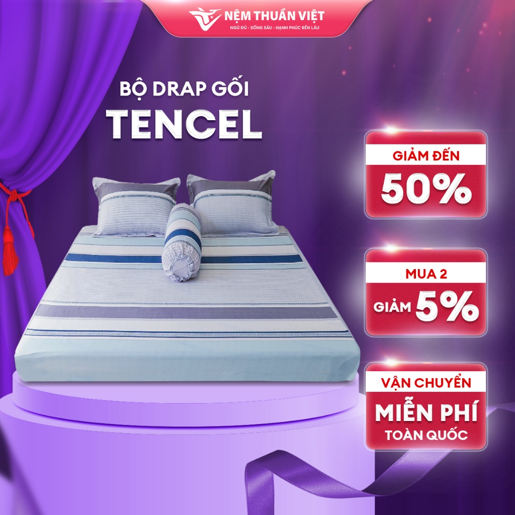 [200 X 200] HighQuality Pure Vietnamese Tencel Bedding Set Blue