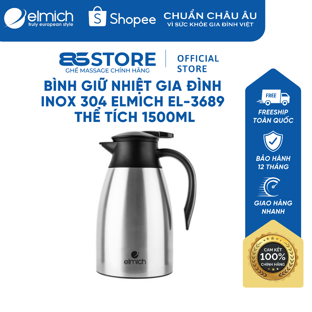 Stainless Steel Family Thermos Bottle 304 Elmich EL3689 Volume 1500ml