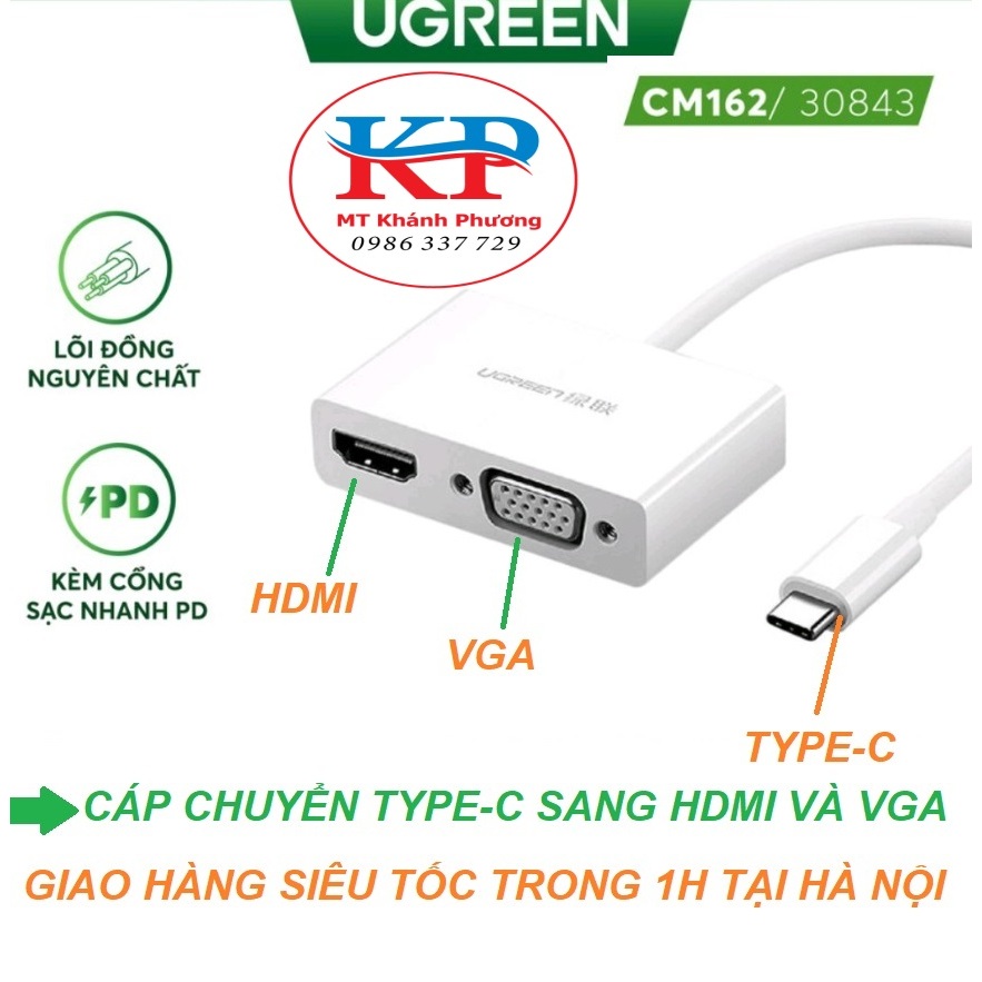 Ugreen 30843 high-end USB Type C to HDMI and VGA converter cable ...