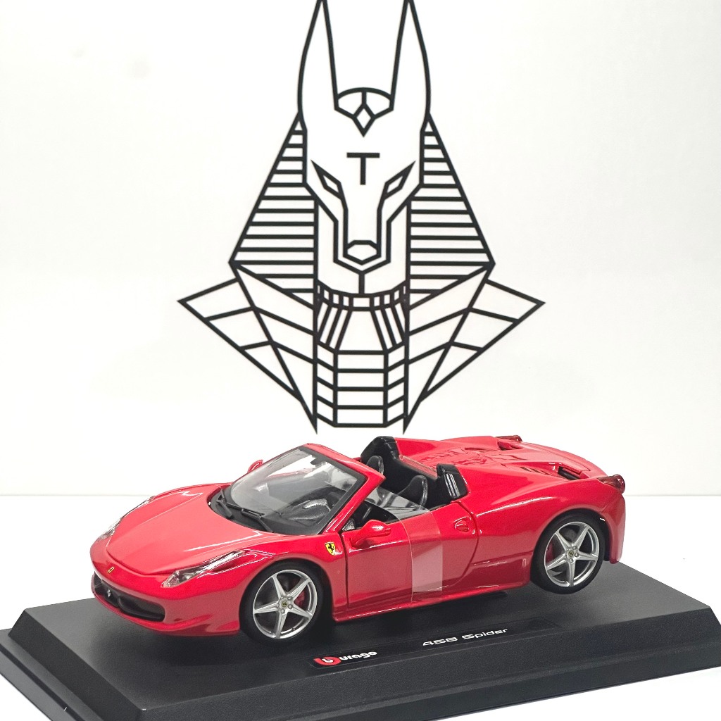 Metal Car Model 1/24 FERRARI 458 SPIDER Supercar Available with Stand ...