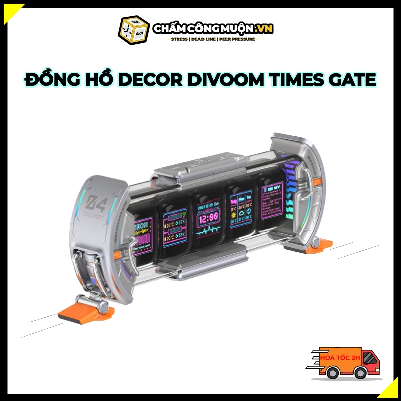 Deco Divoom Times Gate Clock | With Pixel Art Display 128x128 | Adjust ...