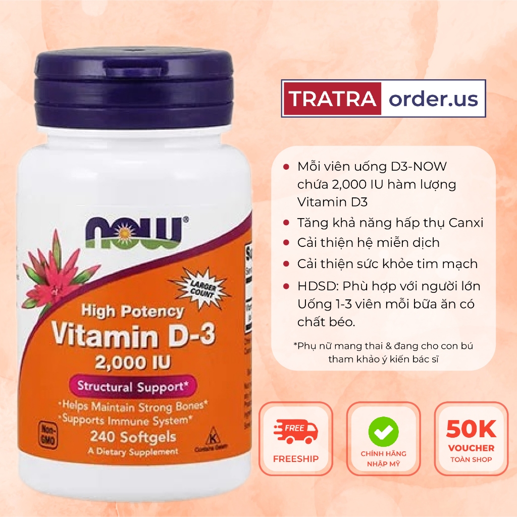 Now Vitamin D3 2000 / 5000IU oral tablet (50mcg) 120 / 240 tablets