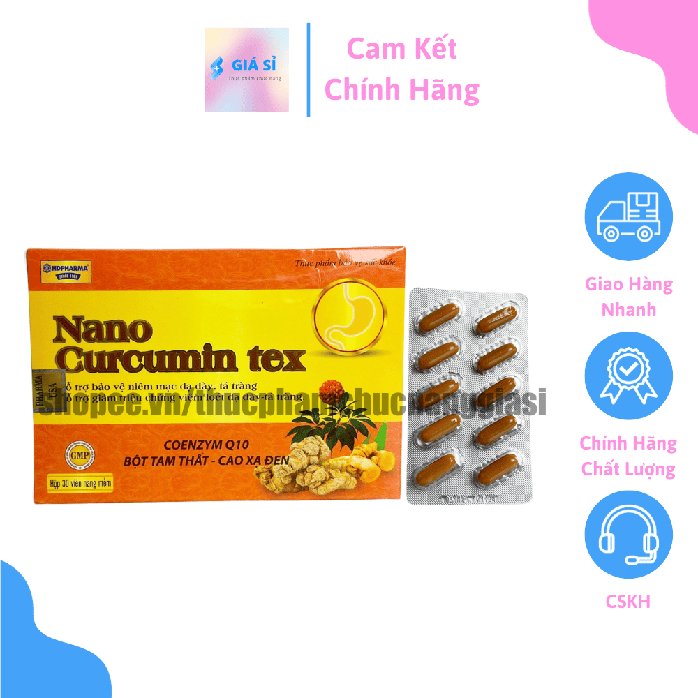 Nano Curcumin Gold Tex Tam That Black Radiation Tablets Relieve Stomach Pain, Reflux, Heartburn