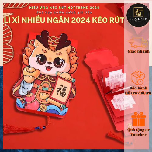 Lucky Money CNY Giap Then 2024 Many Drawers, Cute Dragon Lucky Money In