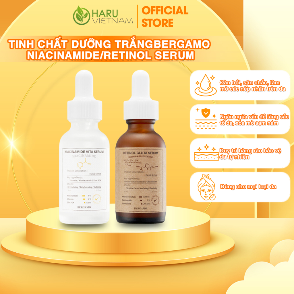 Bergamo Premium Essence Haru Vietnam Whitening Serum Official