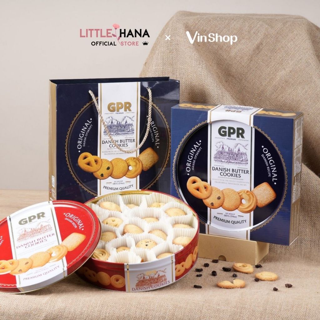 Danish Butter Cookies GPR Premium Butter Biscuits Tin Box 681G Blue