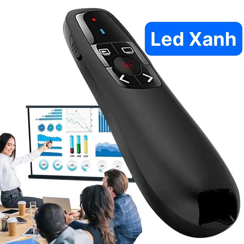 R400 Wireless Green Led Presentation Pen with Battery, Black Projector ...