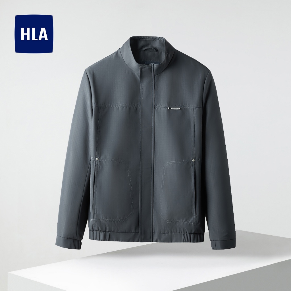 Hla - Dynamic soft and flexible grey Jacket high-end fashion collar men ...