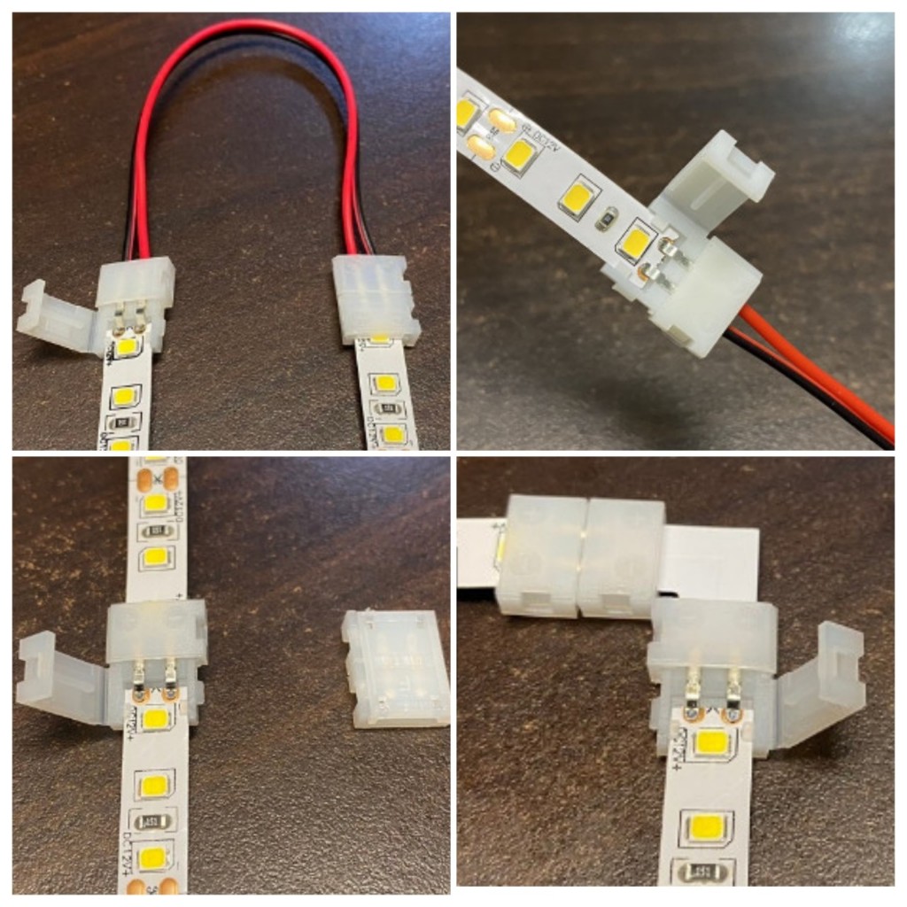 12v-24v 2pin led strip connector clip, straight connection, 8mm L ...