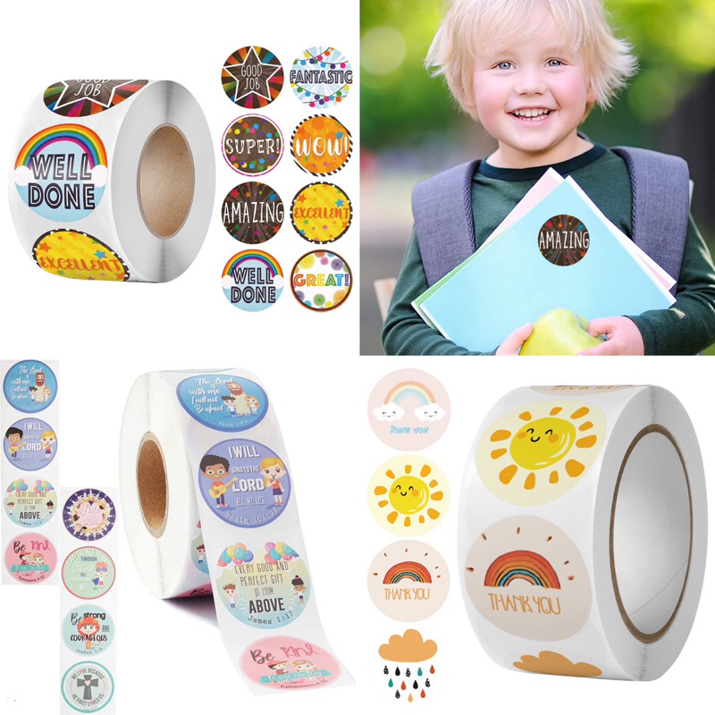 Roll of 500 stickers with cute prints to encourage learning to decorate ...