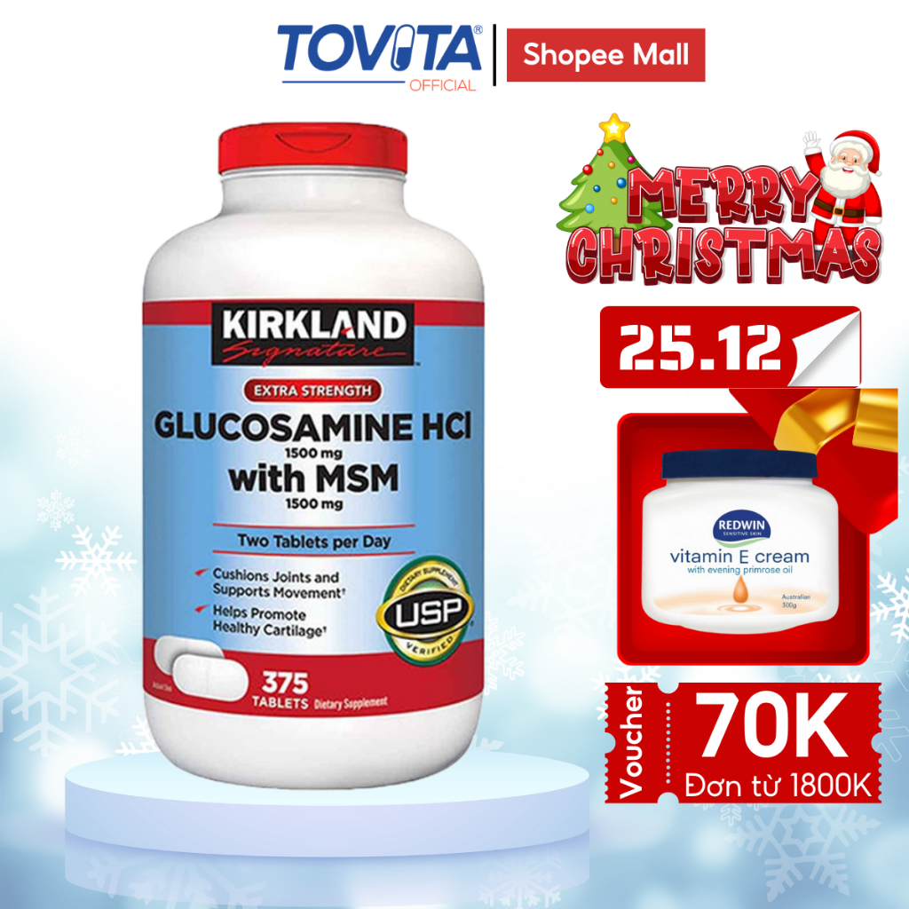 Glucosamine HCL 1500mg With MSM 1500mg 375 Kirkland Signature Tablets