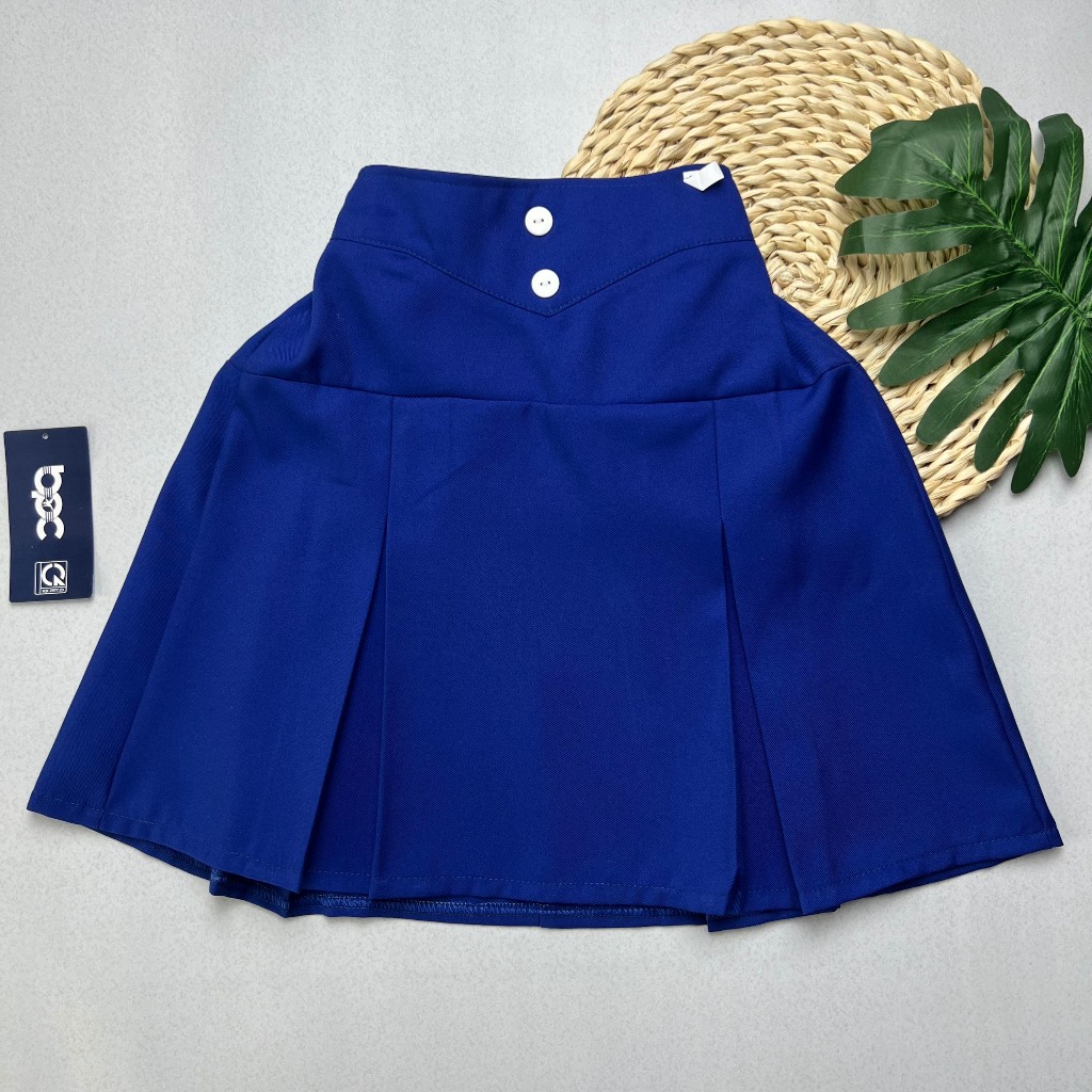 Student Skirts A Pleated Letter With 2 Buttons, Khaki Blue Fabric ...