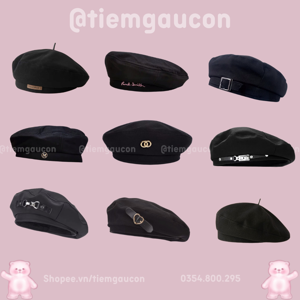 Collection Of Beret Hats Black Beret Hats Of Various Types Of Korean