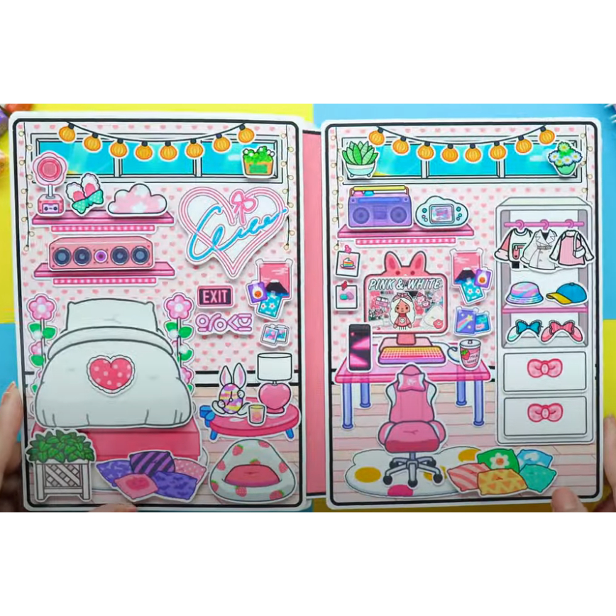 Pink and White House Quiet Book, paper Doll, candyhome paper | Shopee ...
