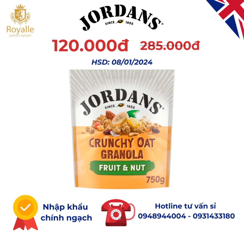 [HSD 08 / 01 / 2024] GRANOLA JORDANS CRUNCHY OAT GRANOLA FRUIT & NUT