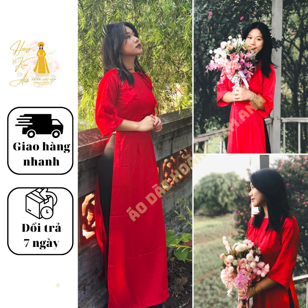 Innovative 2Sided Ao Dai With Red Sleeveless Round Neck Design