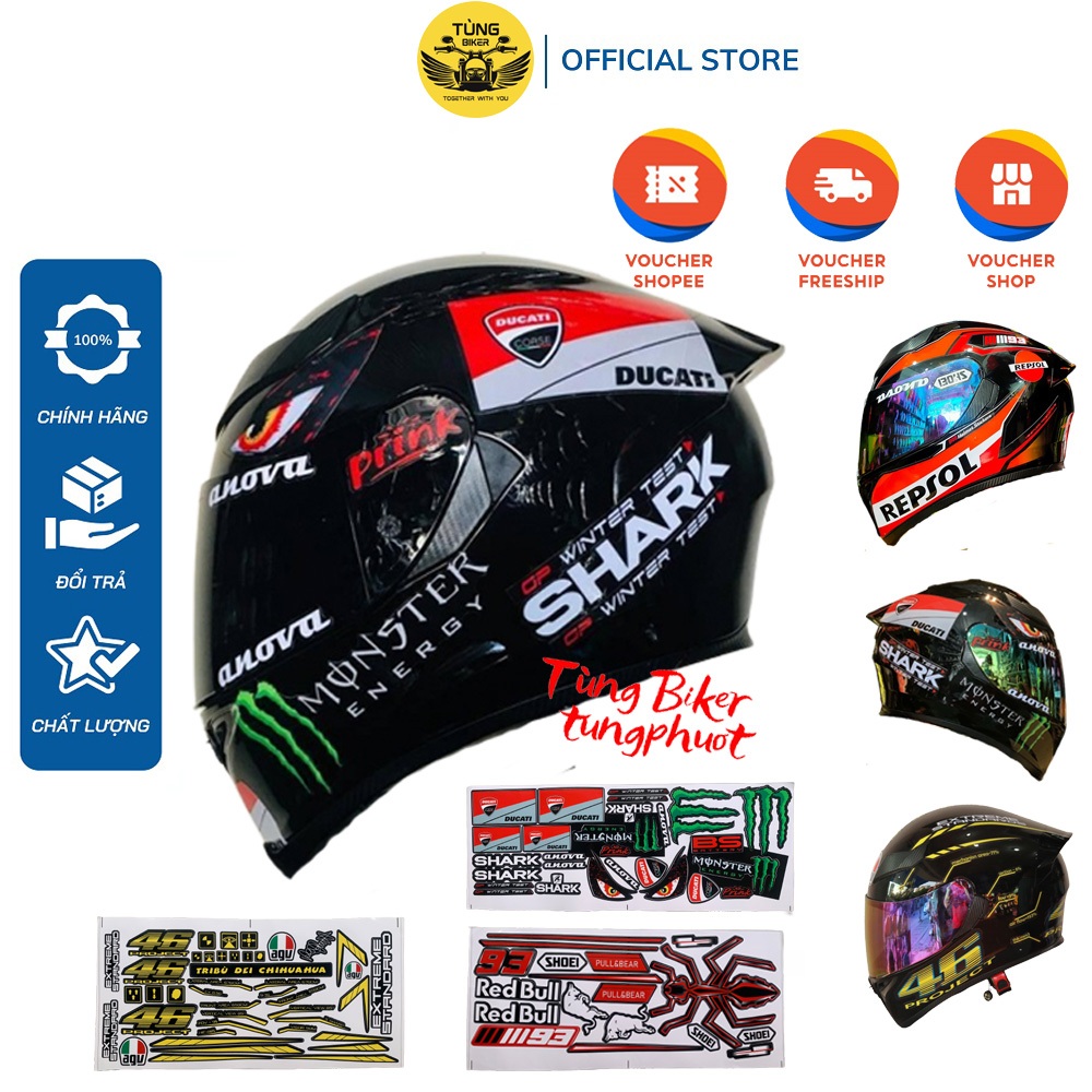 Fullface Helmet Stickers in Many Models - Waterproof PVC Decal (TM08 ...