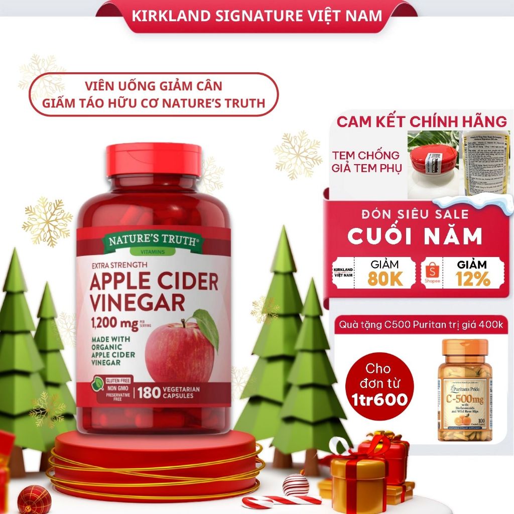 Nature's Truth Apple Cider Vinegar 1200mg 180 Organic Apple Cider
