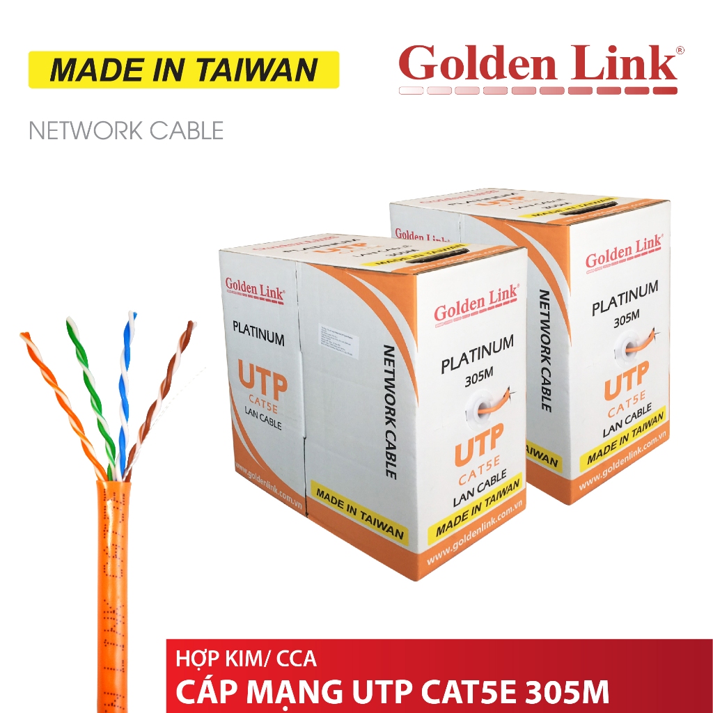 Golden LINK PLATINUM UTP CAT 5E Network Cable 305M (Orange / White MADE