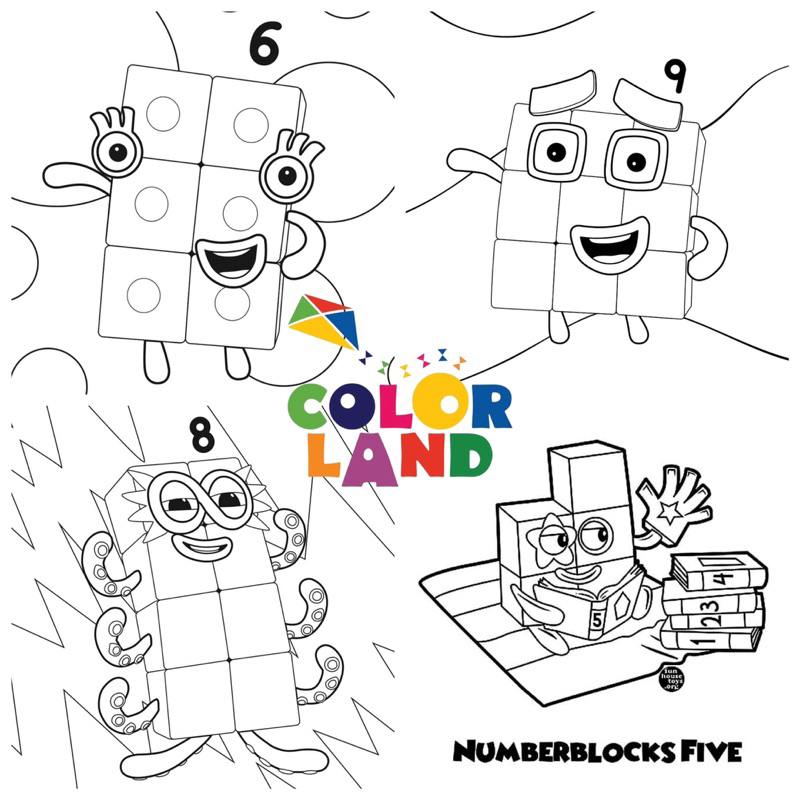 Math Numberblocks - Set Of 10 A4 A5 Coloring Pictures For Wax, Lead ...