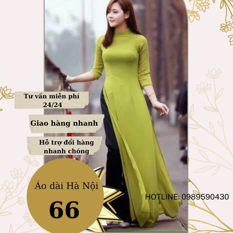 Traditional chiffon 4-flaps plain ao dai green - Hanoi Ao Dai 66 (with ...