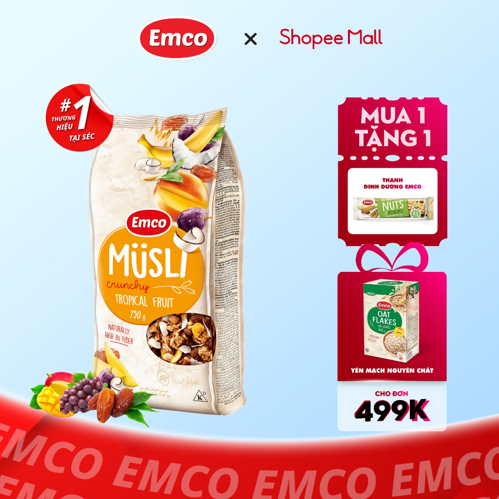 Crispy Tropical Fruit Emco Nutrition Cereal 750g (Crunchy Müsli