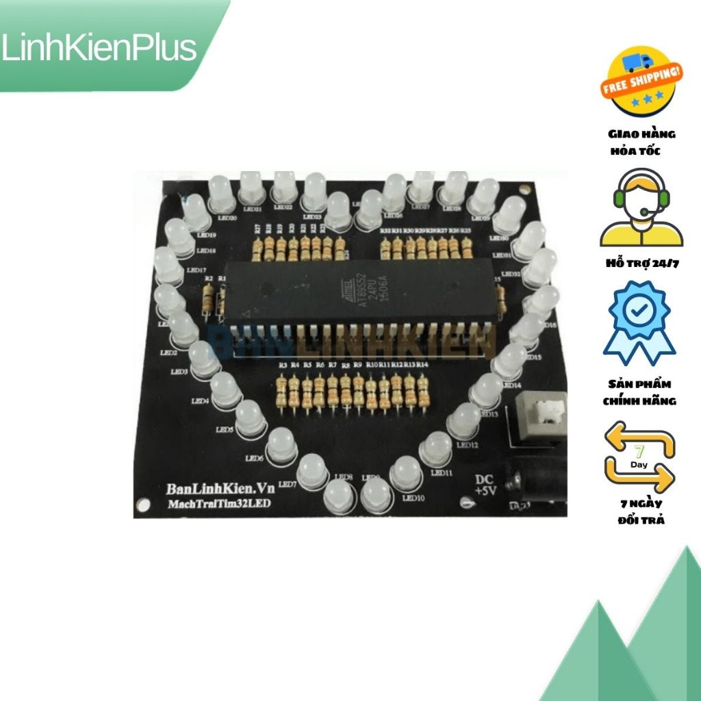 32 Led Heart Led Circuit with Pre-loaded Code | Shopee Malaysia
