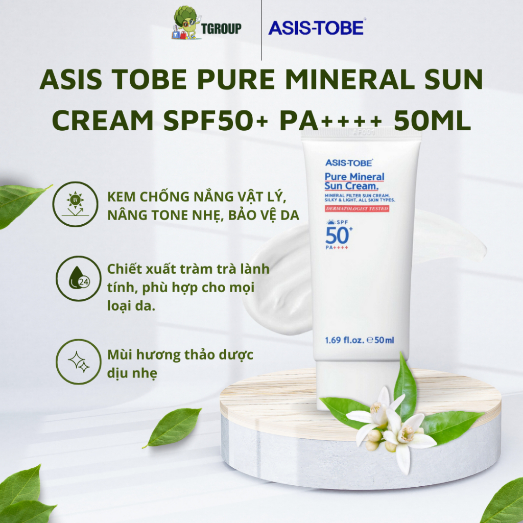 Asis PURE MINERAL SPF 50+ PA + + + 50ml TONE Lifting Physical Sunscreen ...