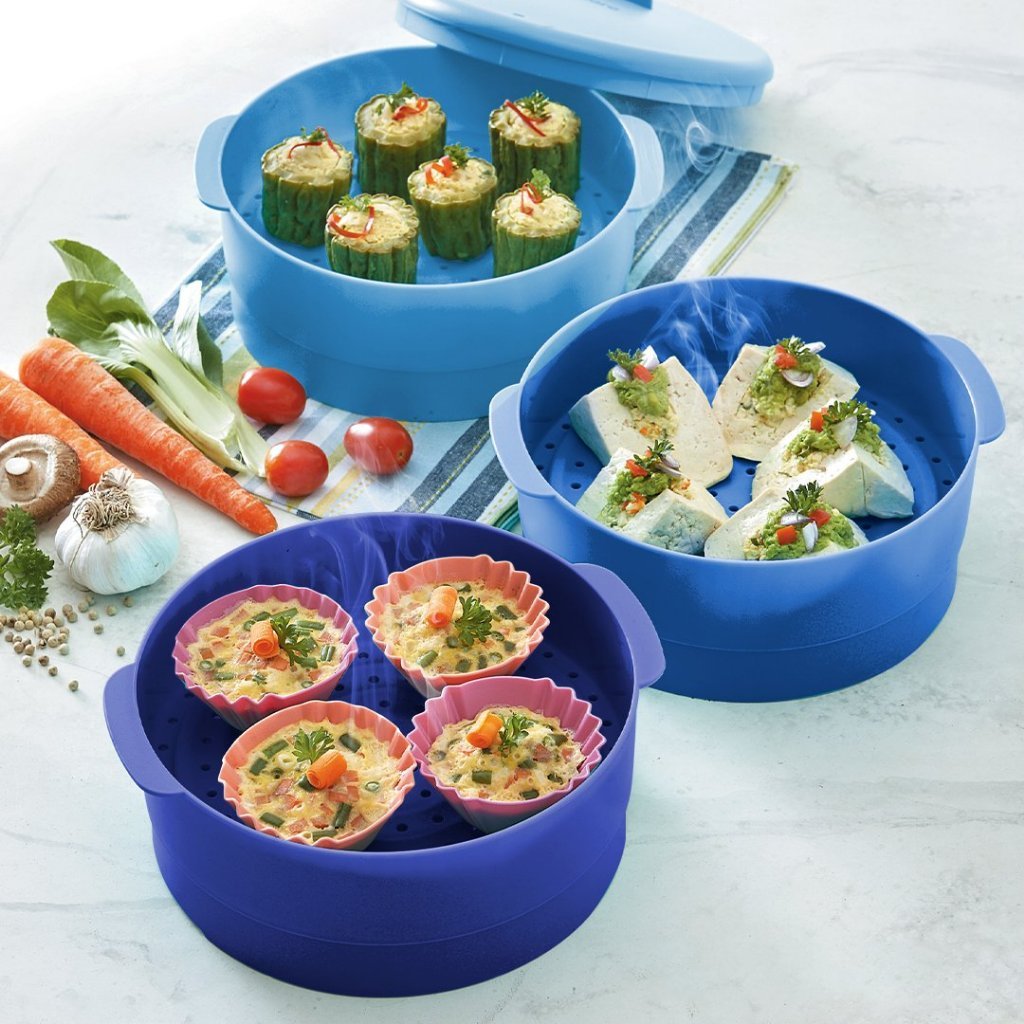 Steam It 3-Tier Tupperware Steamer, blue. lifetime. | Shopee Malaysia