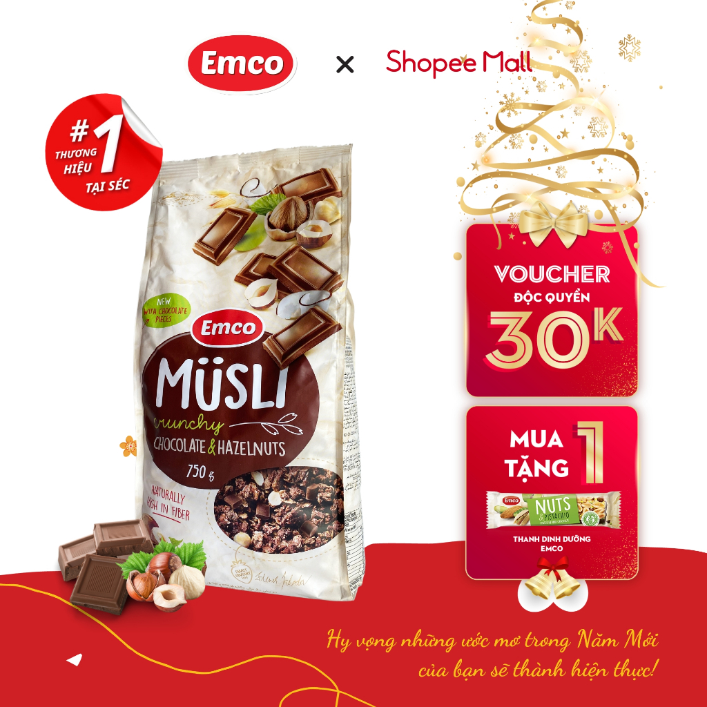 Emco Nutrition Chocolate And Crispy Hazelnut 750g (Crunchy Müsli